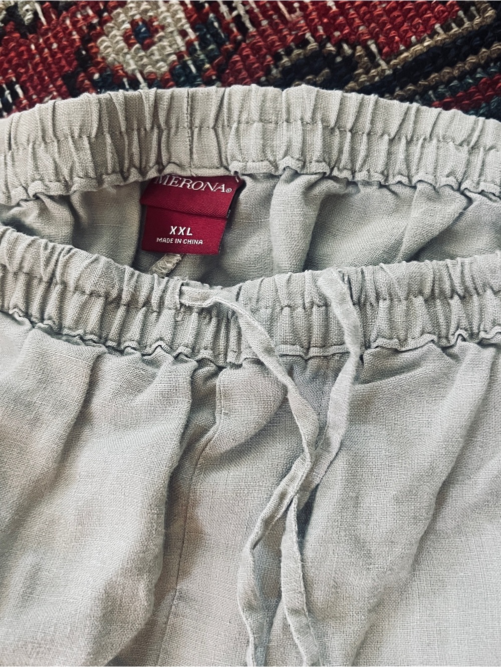 Merona Light Beige Elastic Waist Linen Drawstring Pants